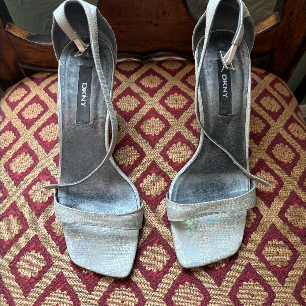 DKNY Iridescent Square Toe Heels 7